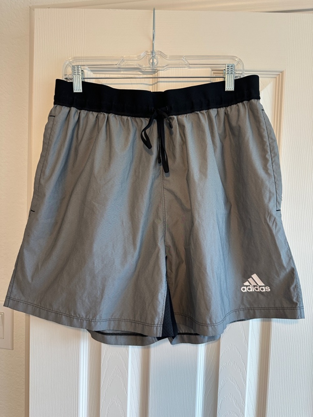 adidas Gray PrimeBlue Athletic Shorts with Black Waistband